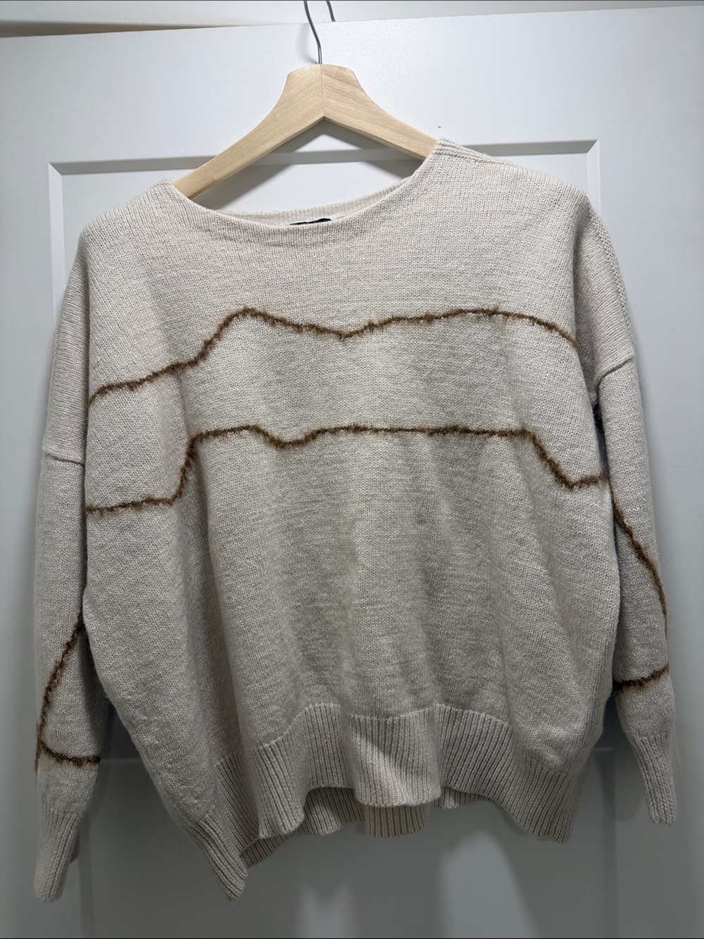 Wrap London Wool Alpaca Blend Oatmeal Sweater US 10 UK 14 Relaxed Knit
